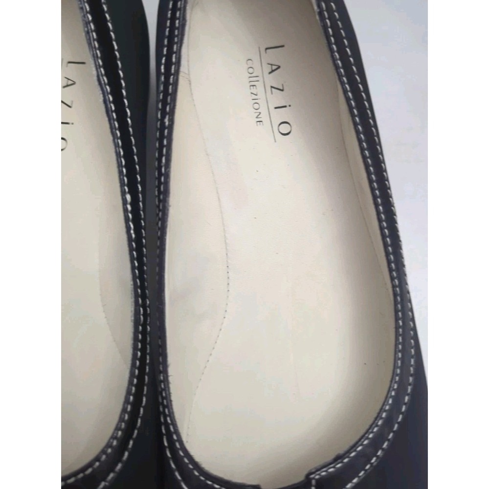 Lazio Collezione Dress Shoes Mini Wedge Janet Black Slip On Round Toe Size 7.5M - Picture 8 of 10